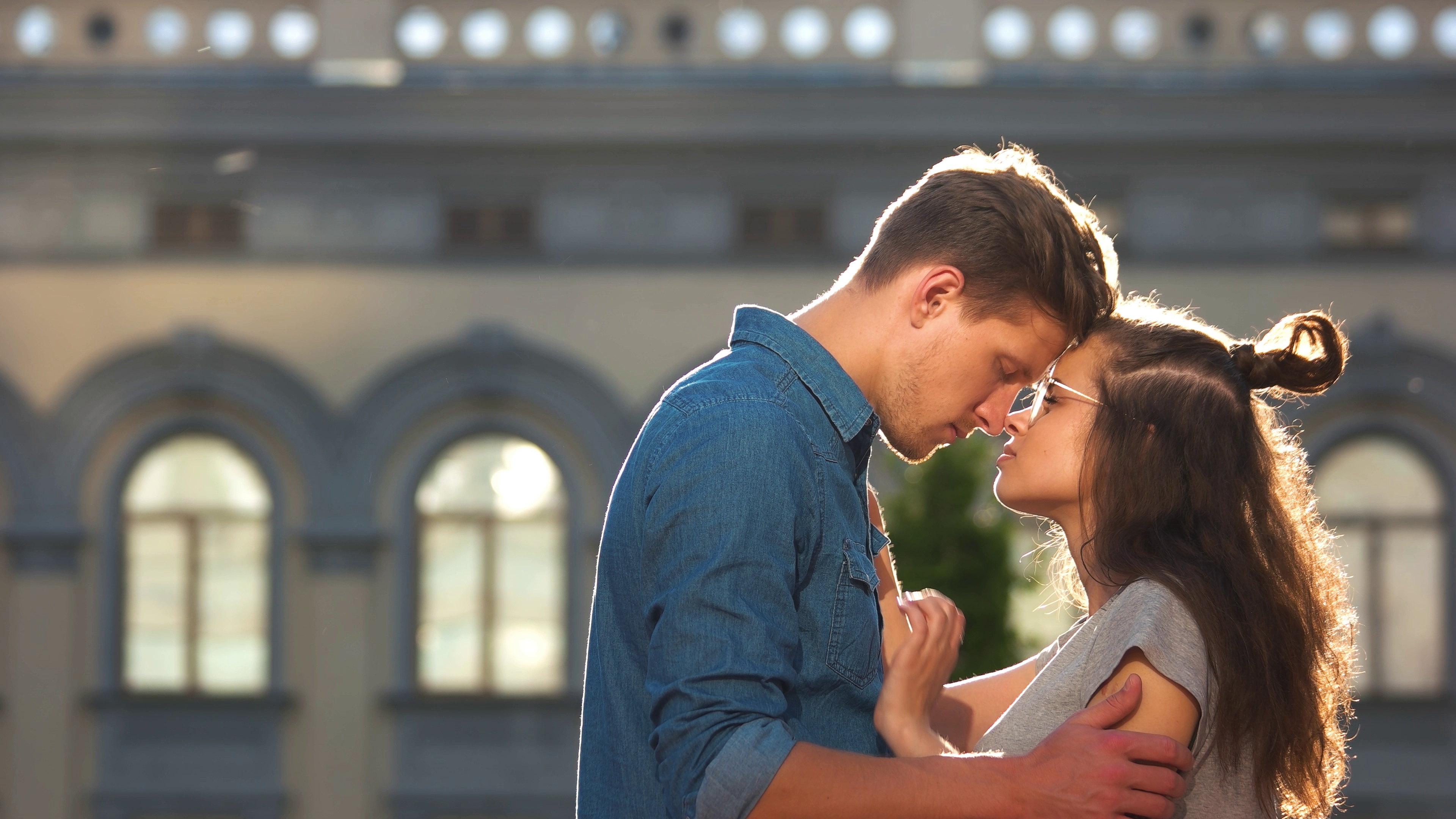 Young couple kissing outdoors